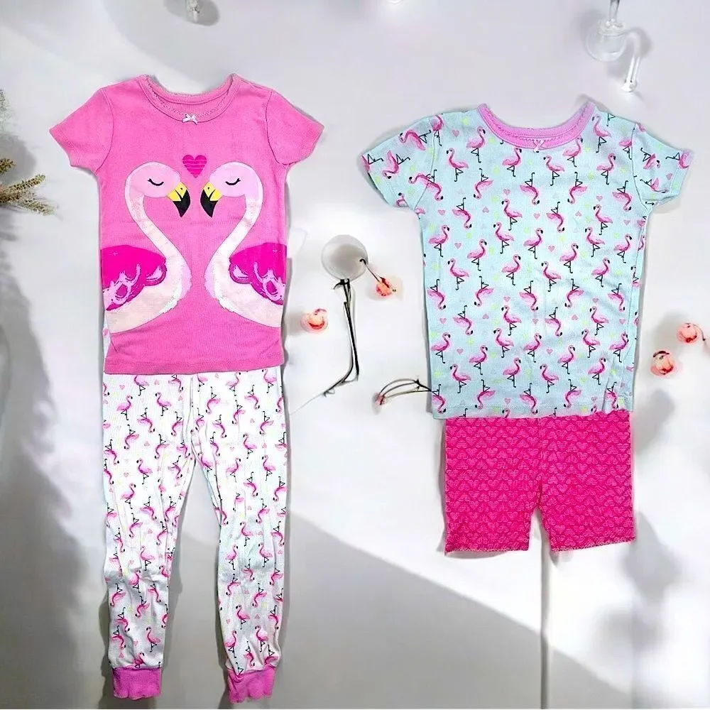 Kid’s Headquarters l 2 pair l Mix & Match l Girl’s PJ’s l Pink w/ Flamingo l 6/7